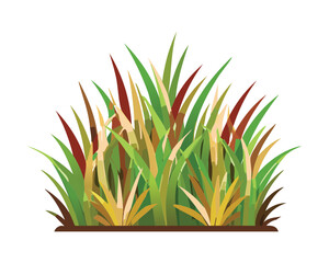Minimalist Border of Fresh Green Grass with Red Leaves, Clean Lawn Vector Graphic