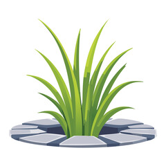 Grass Plant Growing Out of a Crack in the Pavement Vector Art