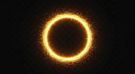 Naklejka premium Golden Particle Ring Light Effect on Black Background