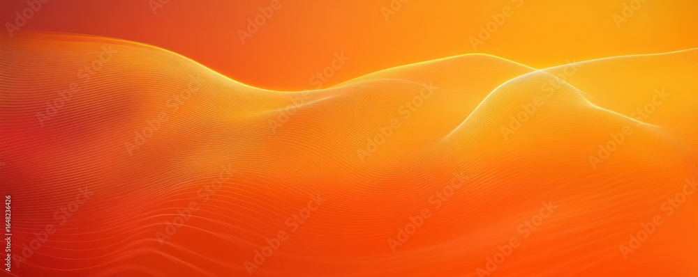 Poster abstract wavy orange and yellow lines creating a smooth flowing texture with glowing highlights, evo