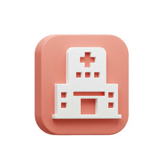 Obraz premium A stylized illustration of a hospital building icon representing healthcare and medical services in a modern design.