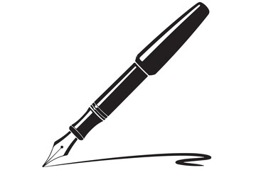 Black fountain pen vector minimalist silhouette icon illustration with white background
