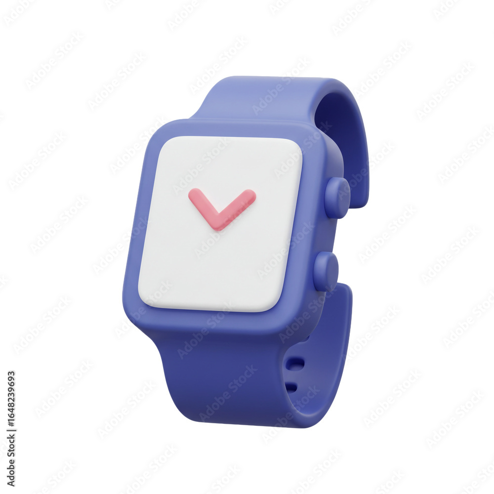 Poster a stylish wearable device displays a confirmation symbol indicating a completed task or successful o