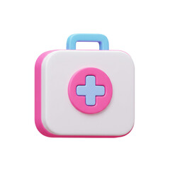 Obraz premium A cheerful rendered first aid kit with a medical cross symbol suggesting healthcare and emergency assistance.