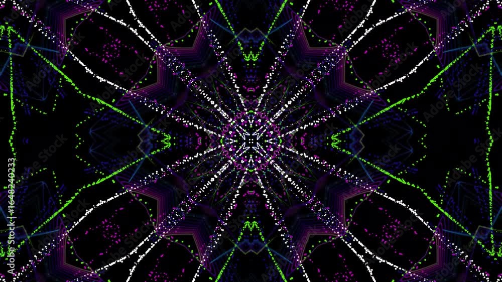 Poster dynamic abstract digital art with vibrant neon lines and particles creates a pulsing energy