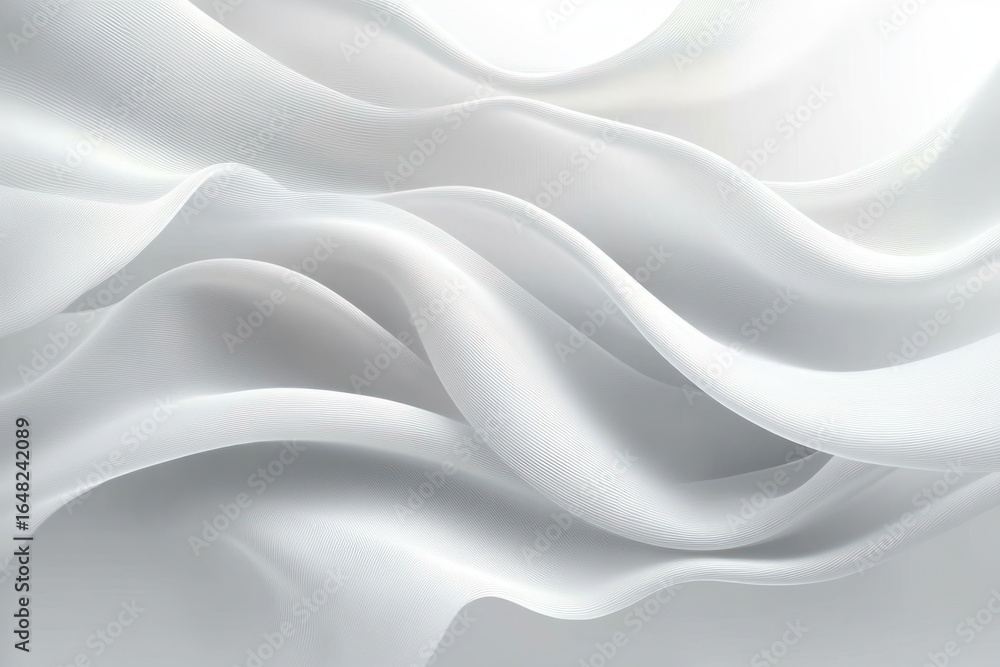 Poster soft white translucent fabric flowing and waving gently creating smooth elegant curves and graceful 