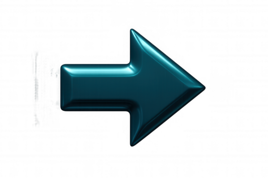 3d rendering of a metallic teal arrow pointing to the right, isolated on a transparent background - Powered by Adobe