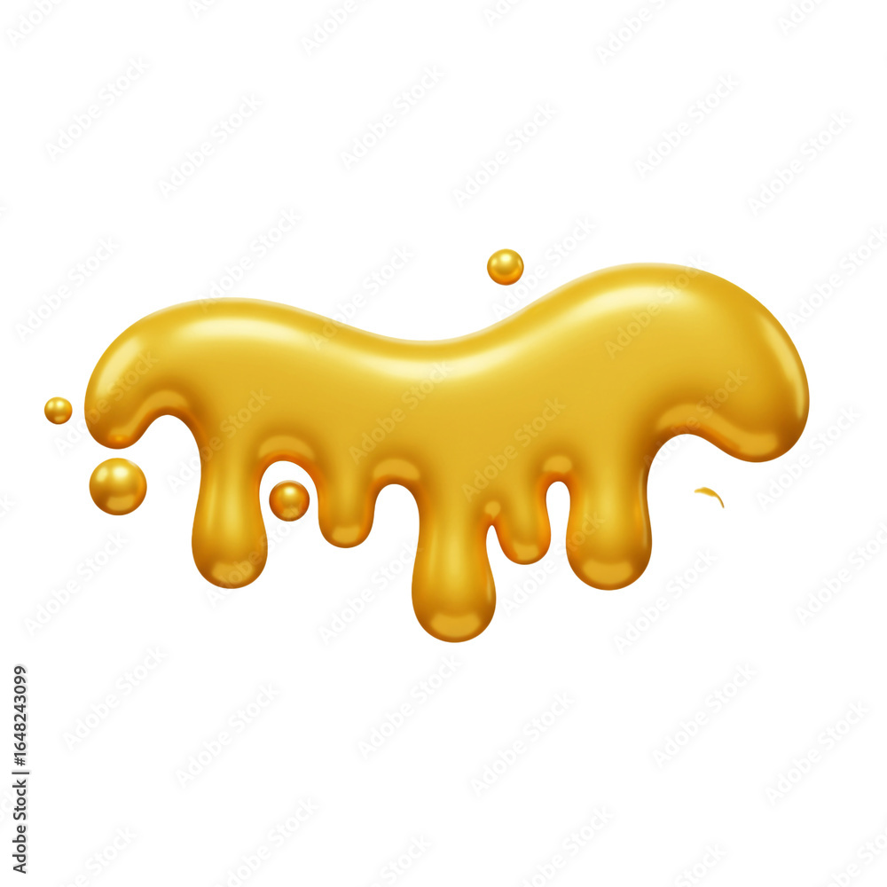 Aufkleber a glossy golden liquid shape drips downwards with smooth curves and spherical accents creating a vis