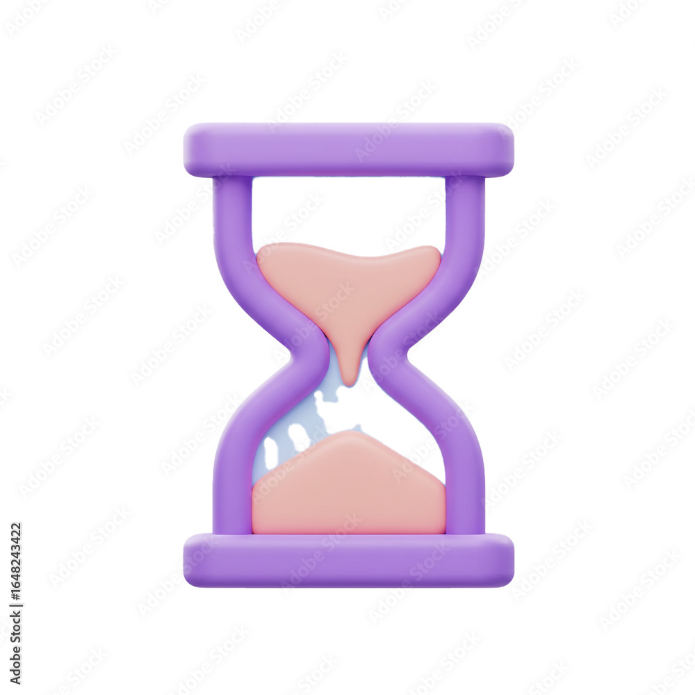 Poster a stylized rendering of an hourglass displays the passage of time with smooth gradients and a soft c