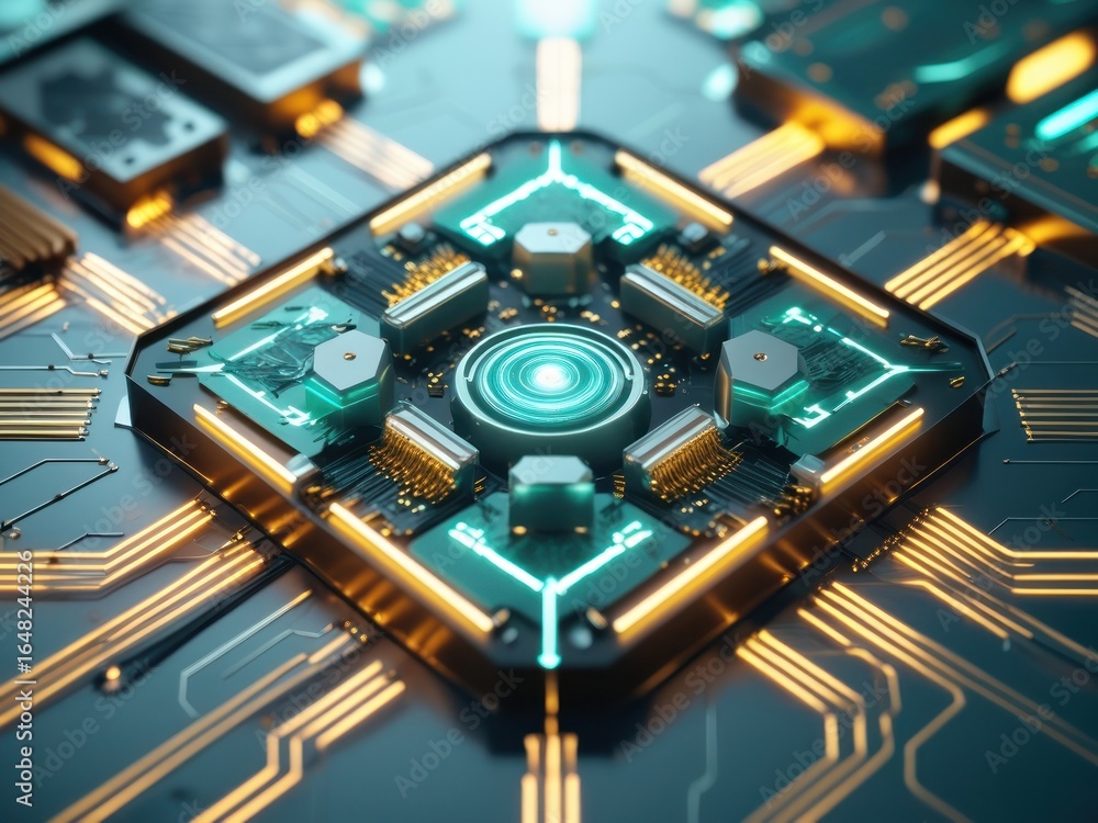 Leinwandbilder gleaming technological core of a futuristic digital brain, symbolizing advanced data processing and 