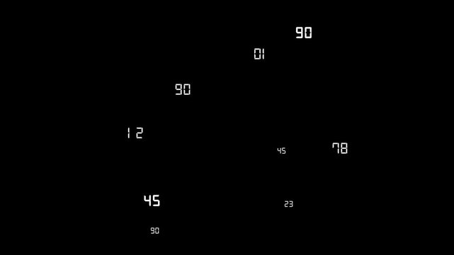 Six numbers appear on a black background in a random pattern. The numbers are white and appear to be in a digital format