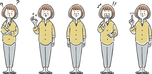 いろんな表情の女性イのラストセット
