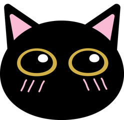 Cute black cat face illustration 