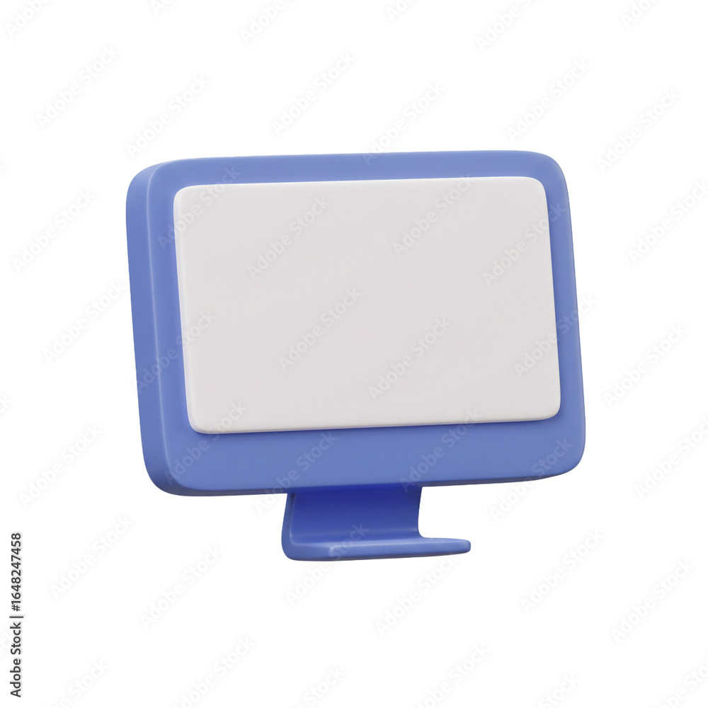 Poster a sleek three dimensional blue computer monitor with a blank white screen represents modern digital 