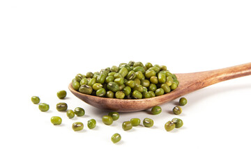 green mung beans isolated on white background. 