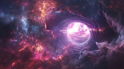 Abstract fractal art with a glowing spiral and swirling patterns