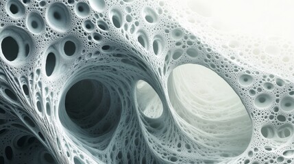 Abstract fractal art with a glowing spiral and swirling patterns