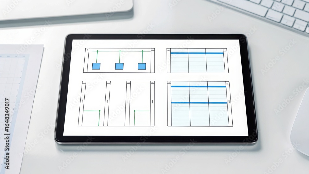 Poster digital tablet displaying training modules for visual learning