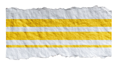 Ripped paper banner with three horizontal yellow stripes on a white background