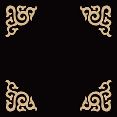 Beautiful ornate scrollwork patterns gracefully decorate all four corners of a blank frame.