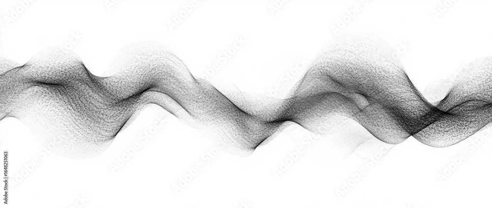 Aufkleber abstract flowing black wave pattern made of fine dotted lines on a white background suggesting movem
