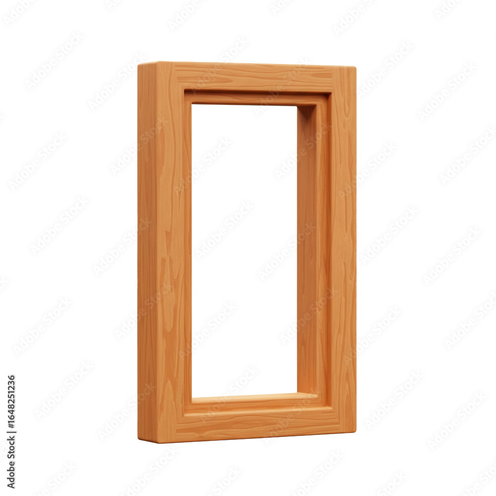 Poster a simple rectangular wooden frame rendered in a warm tone suggesting craftsmanship and natural mater