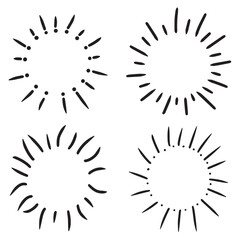 Set Starburst Sparkling Firework Doodle Icon Stock Vector Illustration art decoration