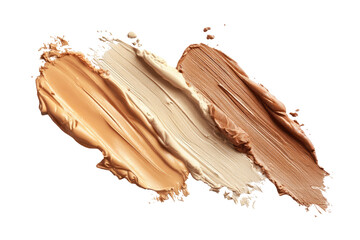Three shades of liquid foundation, swirled and layered on black background