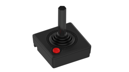 Black joystick arcade play game old classic retro isolated in transparent background