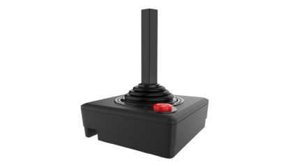 Black joystick arcade play game old classic retro isolated in transparent background