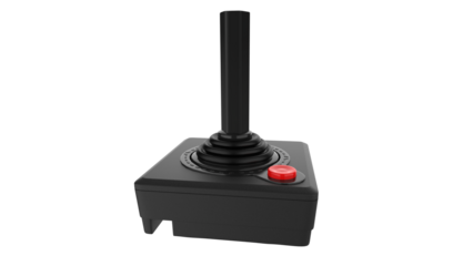 Black joystick arcade play game old classic retro isolated in transparent background