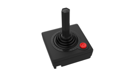 Black joystick arcade play game old classic retro isolated in transparent background