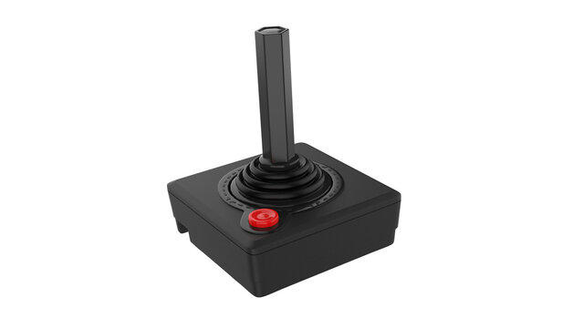 Black joystick arcade play game old classic retro isolated in transparent background