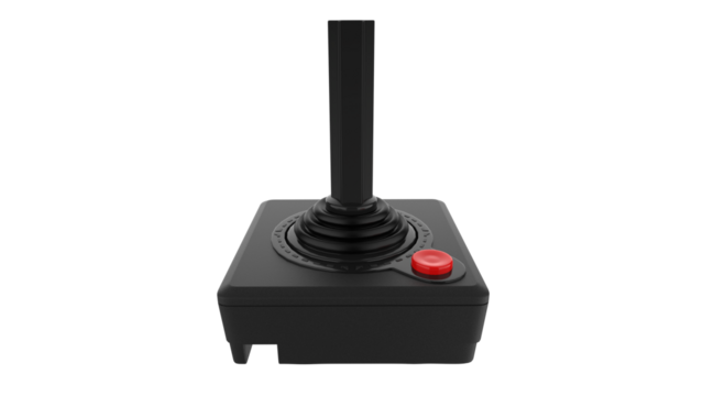 Black joystick arcade play game old classic retro isolated in transparent background