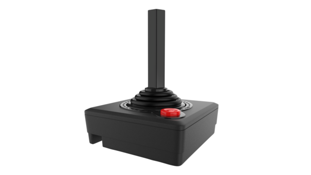 Black joystick arcade play game old classic retro isolated in transparent background