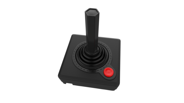 Black joystick arcade play game old classic retro isolated in transparent background - Powered by Adobe