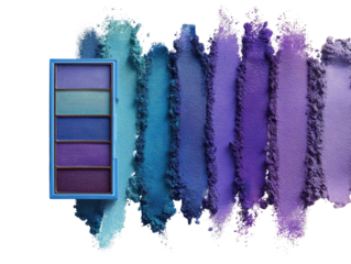 Palette of  vibrant,  shifting  blues and purples.  Cosmetic  powder  streaks