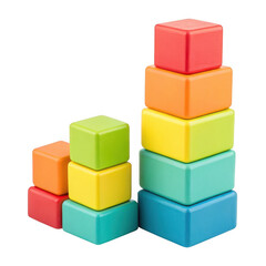 Obraz premium Colorful stacking blocks forming two towers isolated on transparent background