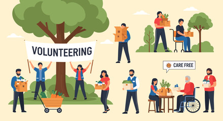 Community volunteers offering support and kindness to those in need through generous acts of service