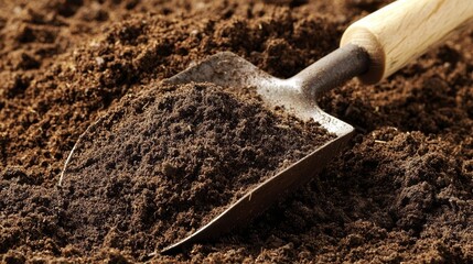 Fototapeta premium The effectiveness of a garden trowel in farming and gardening.