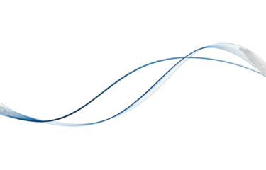 Abstract image of two intertwining, luminous blue-white wave-like forms on a black background, suggesting fluidity and movement