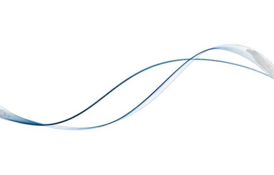 Abstract image of two intertwining, luminous blue-white wave-like forms on a black background, suggesting fluidity and movement
