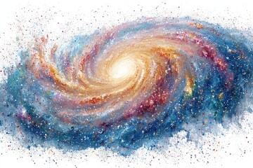 A vibrant, swirling galaxy depicted in a digital painting, showcasing a range of warm and cool colors