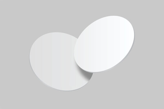 3D vector mockup of round blank beer coasters, isolated on background. Empty coaster lying for branding, pub, bar, restaurant, cafe, drinkware, bottle, can, cup holder and promotional product design