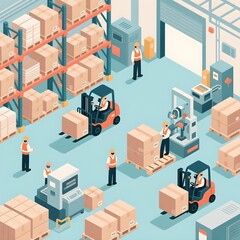 Obraz premium isometric view of a warehouse