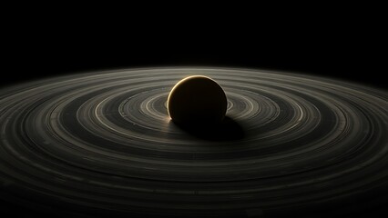 A fading solar system model with the sun dimming to black in deep space.