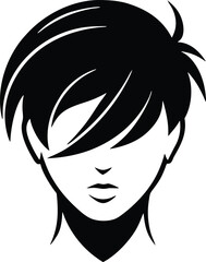 short asymmetrical pixie vector icon.eps