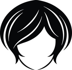 short layered bob with side sweep vector icon.eps