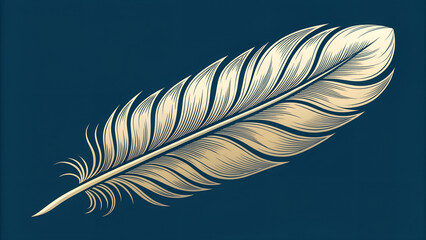 white feather on black vector symbol icon