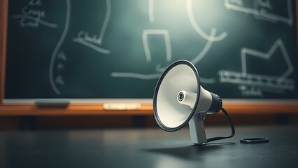 Megaphone on a dark surface with dramatic side lighting, creating a bold and impactful visual statement.